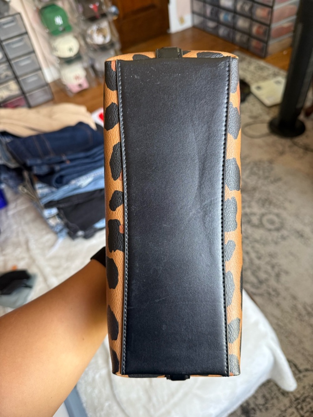 Coach Leopard-Print Shoulder Bag in Brown and Black - Picture 3 of 7